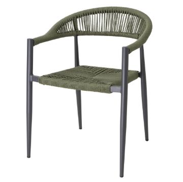 Picture of Bolero Eden PE Twist Rattan Outdoor Arm Chair Green (4 Pack)