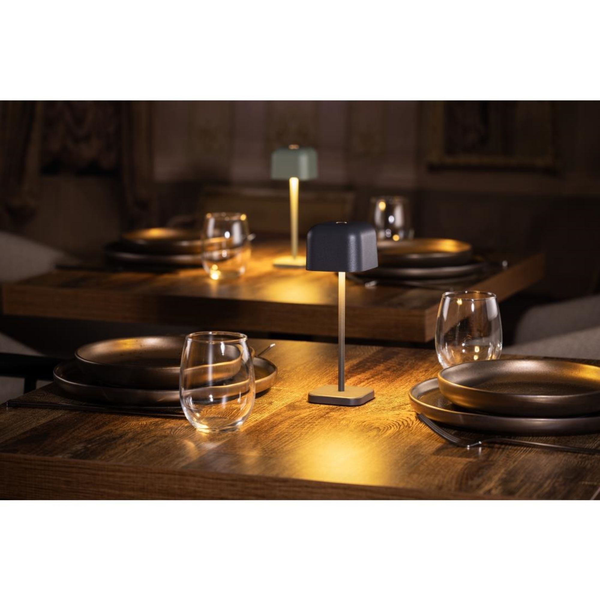 Picture of Olympia Lucca Table Lamp Squared Dome Grey 200mm