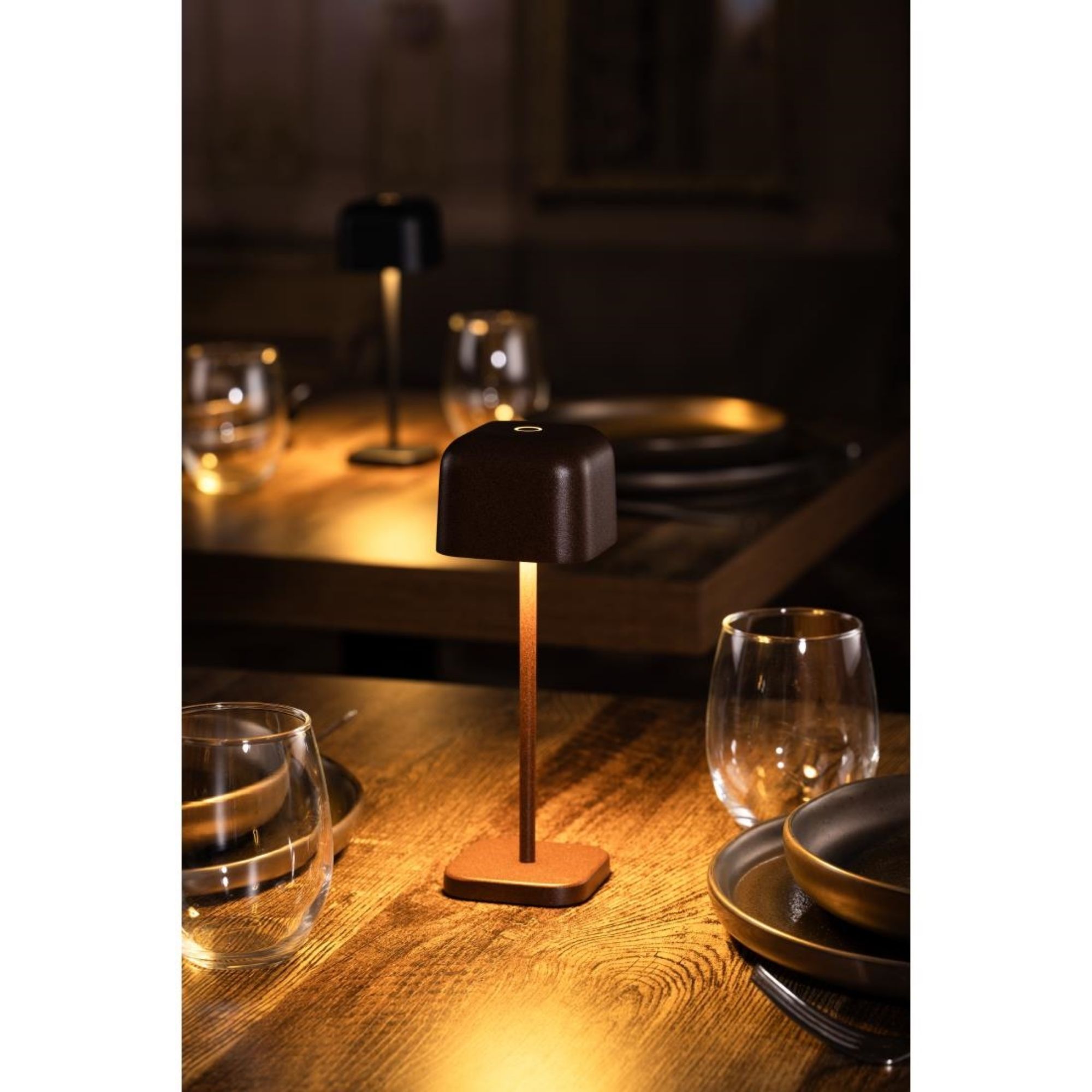 Picture of Olympia Lucca Table Lamp Squared Dome Chestnut 200mm