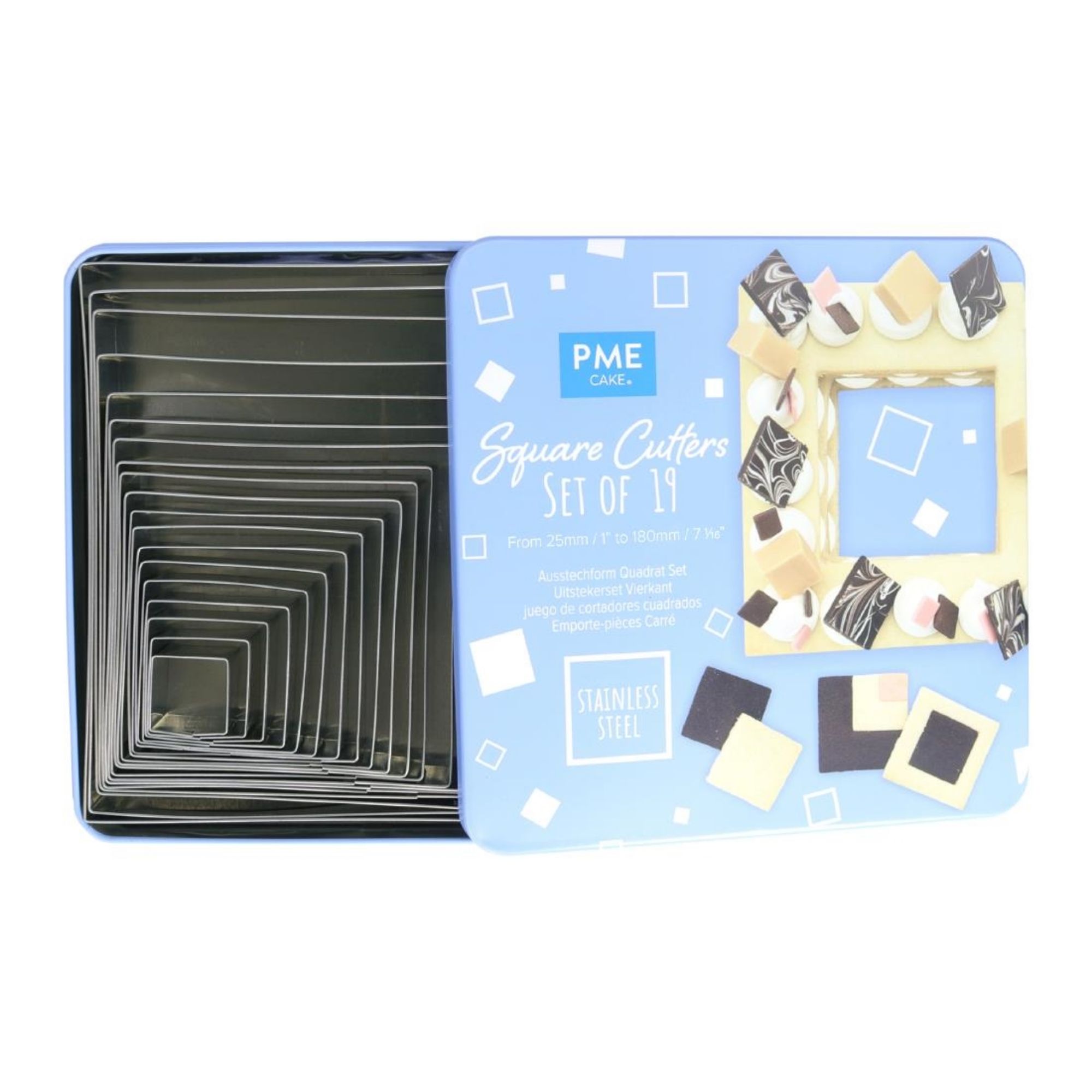 Picture of PME Square Stainless Steel Cutters (19 Pack)