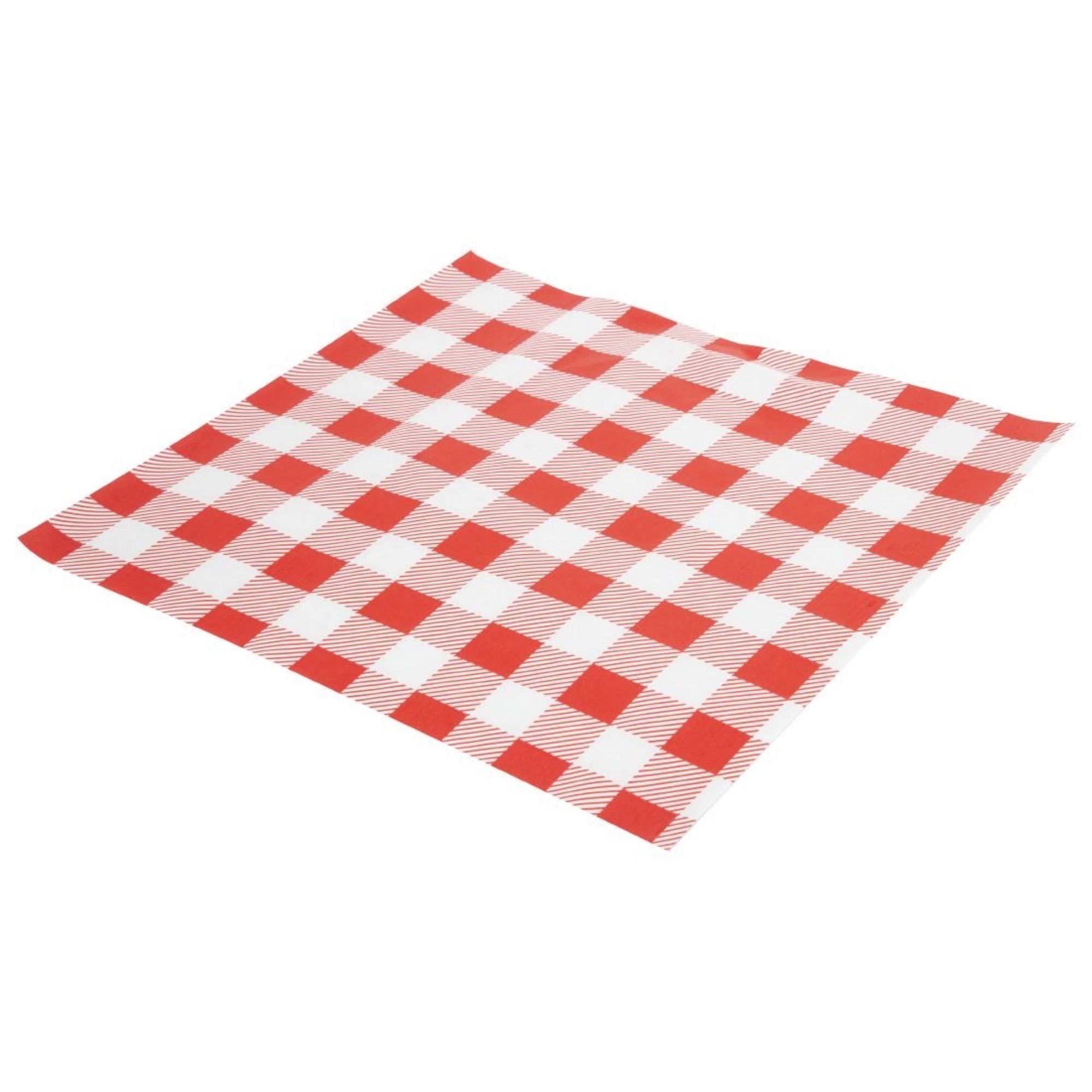 Picture of Fiesta Compostable Red Gingham Greaseproof Sheets 380x310mm (Pack 200)