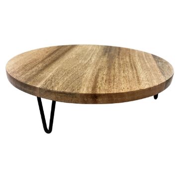 Picture of Olympia Round Display Stand Mango Wood with Metal Legs 300x80mm