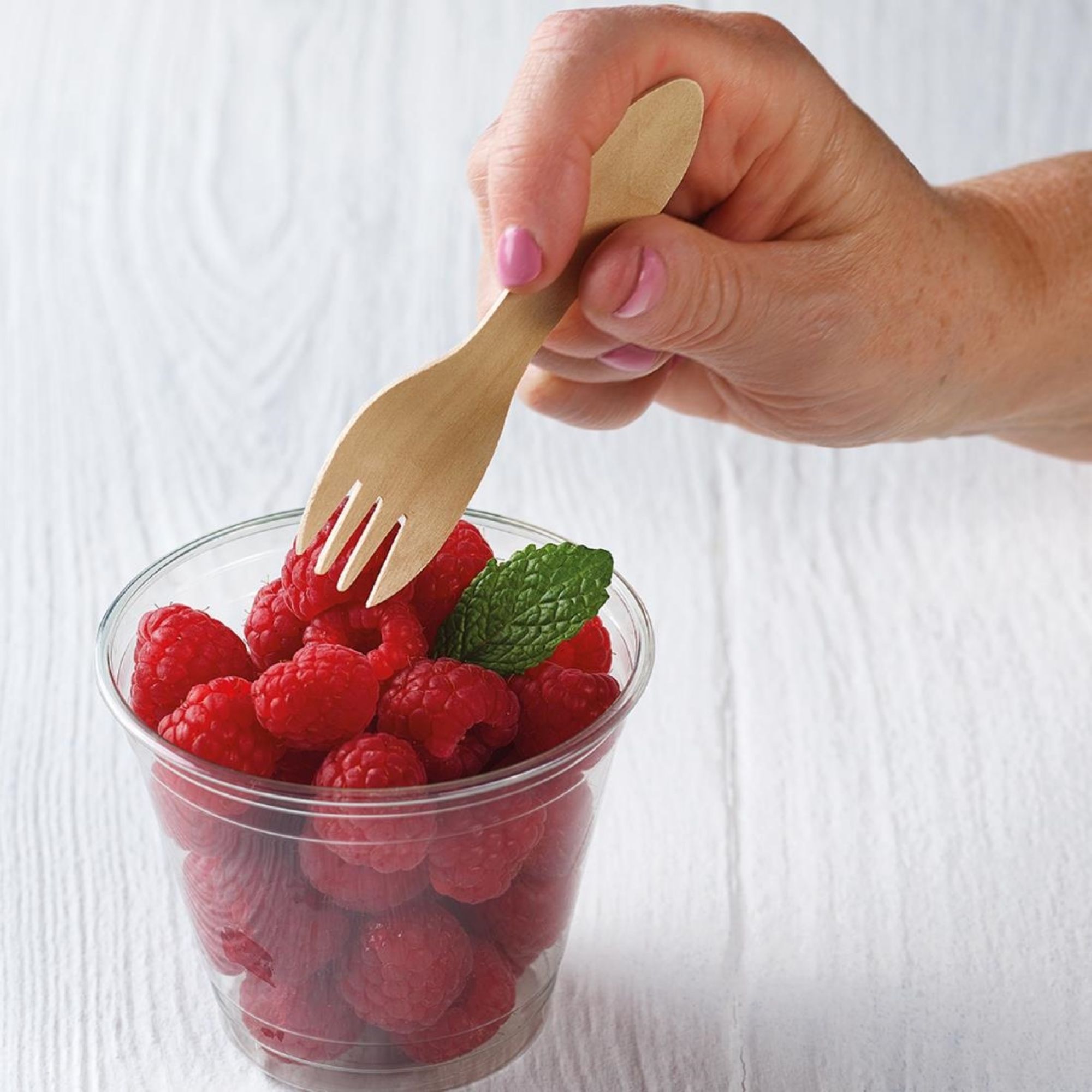 Picture of eGreen Wooden Mini Fork Food Grade Birchwood 102mm (1000 Pack)