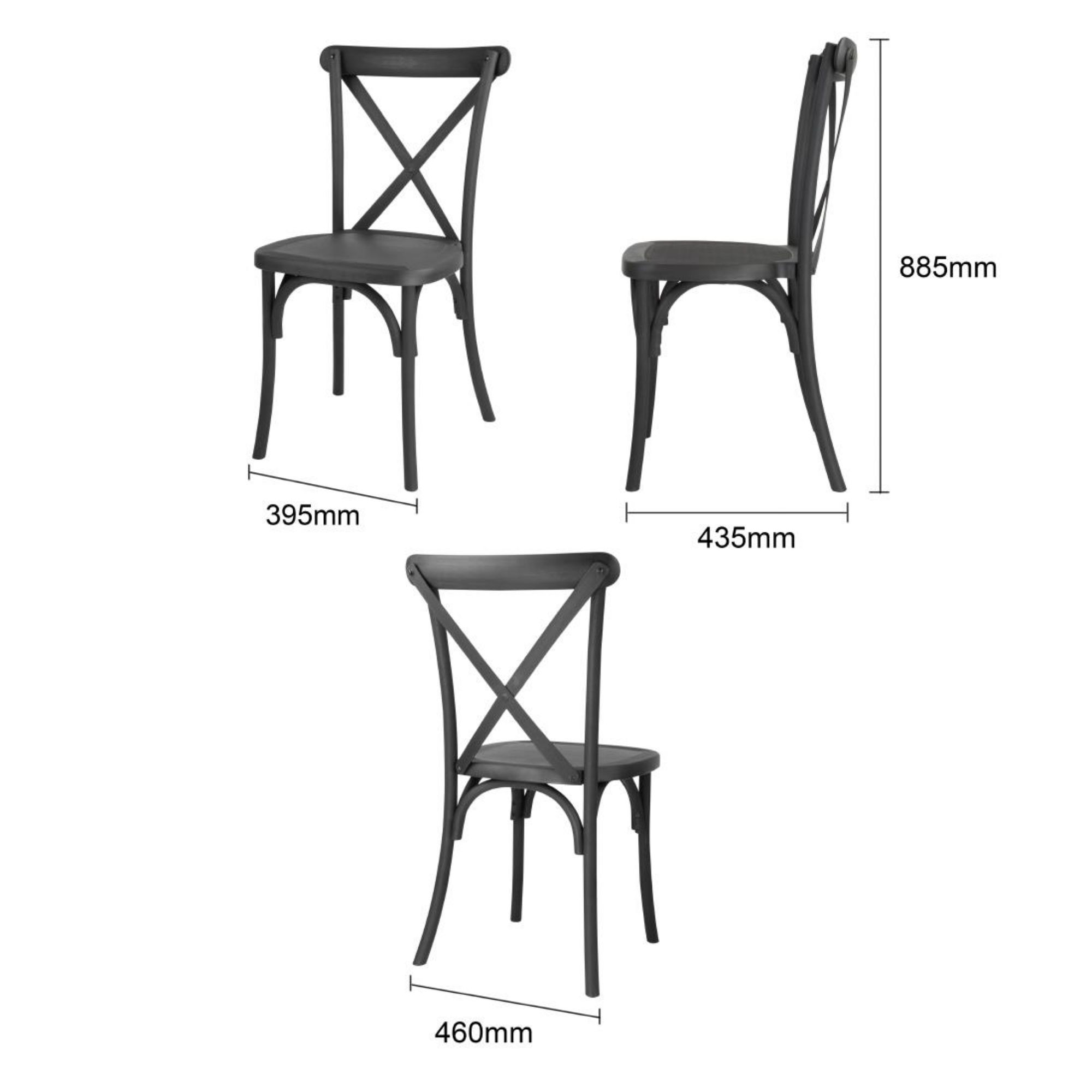 Picture of Bolero Manhattan Cross-Back Resin Chairs Black (4 Pack)