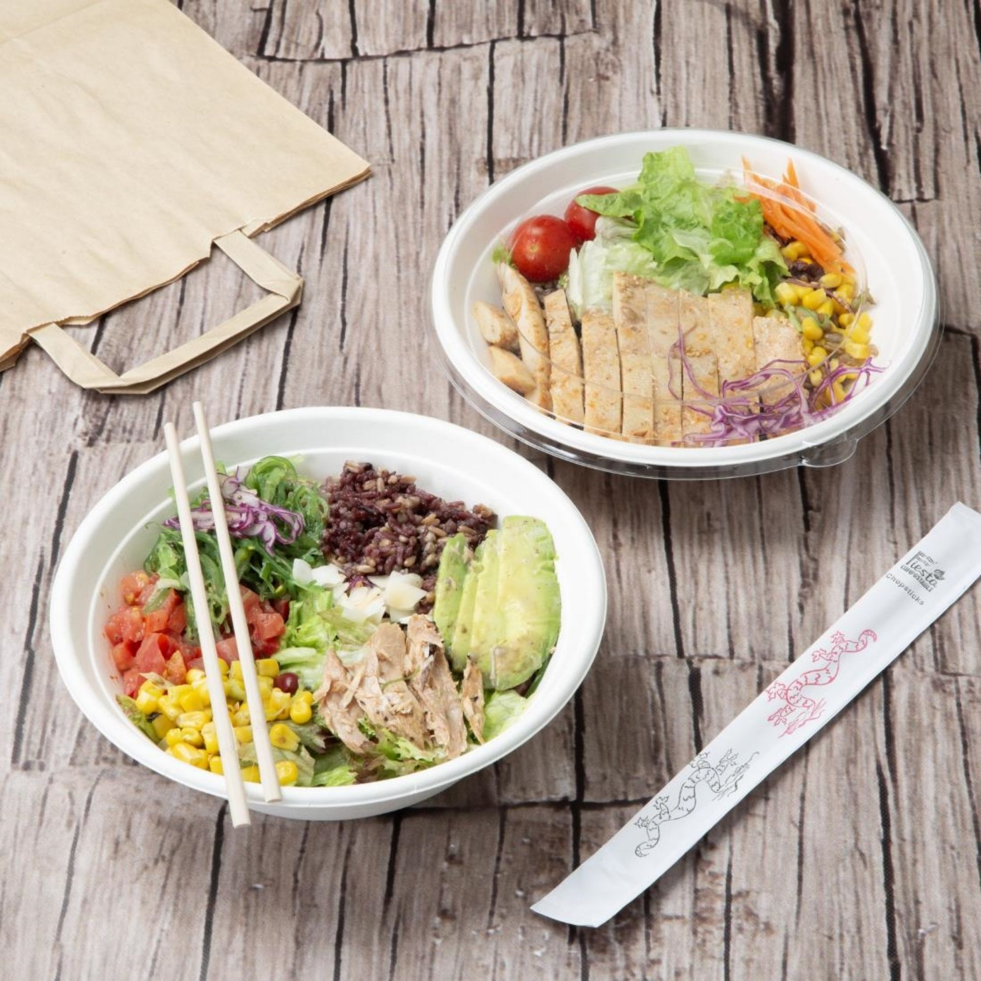 Picture of Fiesta Compostable Bagasse Poke Bowl Bases 24oz (50 Pack)