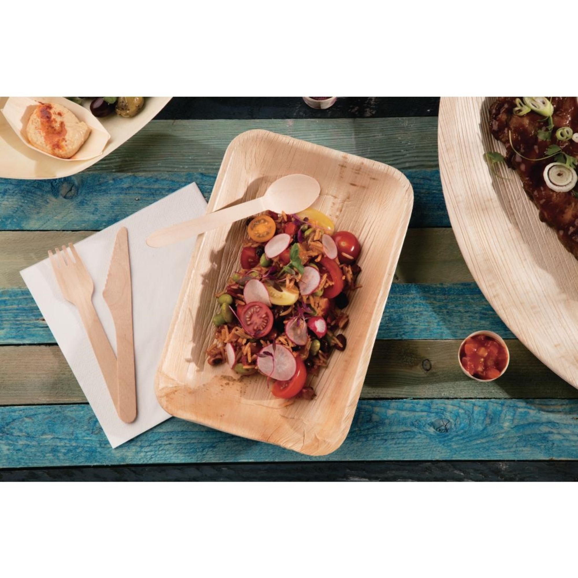 Picture of Fiesta Compostable Deep Palm Leaf Plates Rectangular 250mm (100 pack)