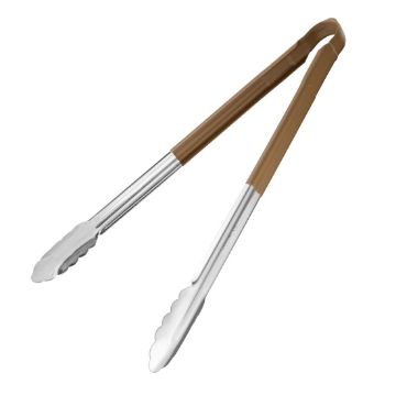 Picture of Hygiplas Colour Coded Serving Tong Brown 405mm