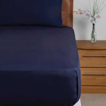 Picture of Mitre Essentials Temir Flat Sheet Navy Single