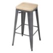 Picture of Bolero Bistro High Stools with Wooden Seat Pad Gun Metal (4 pack) - GM639