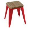 Picture of Bolero Bistro Low Stools with Wooden Seat Pad Red (4 pack) - GM637