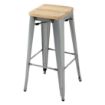 Picture of Bolero Bistro High Stools with Wooden Seat Pad Galvanised Steel (4 pack) - GM638