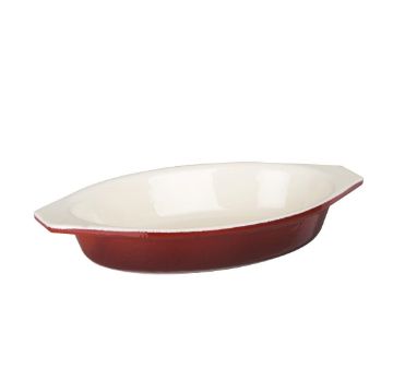 Picture of Vogue Red Oval Cast Iron Gratin Dish 650ml
