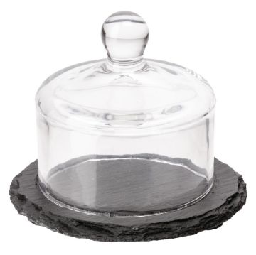 Picture of APS Slate Butter Dish Glass Cloche