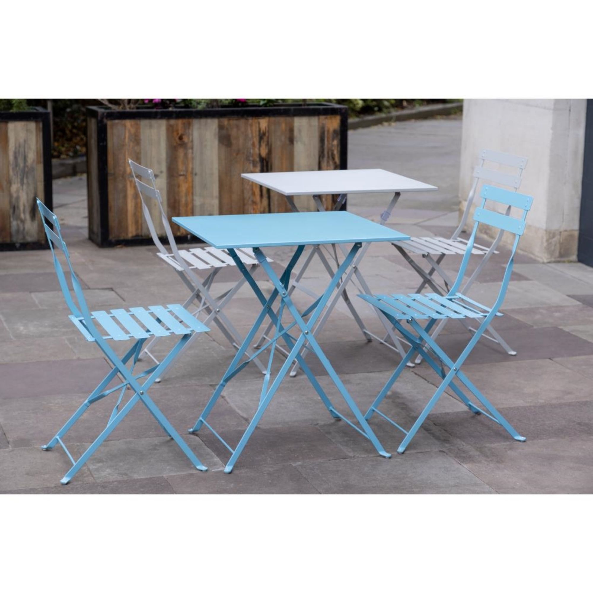 Picture of Bolero Perth Grey Pavement Style Steel Folding Chairs (2 Pack)