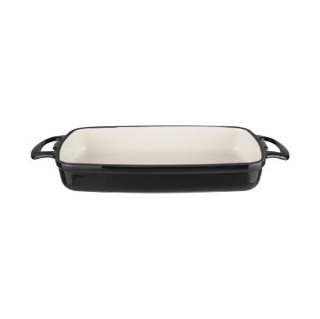 Picture of Vogue Black Rectangular Cast Iron Dish 1.8Ltr