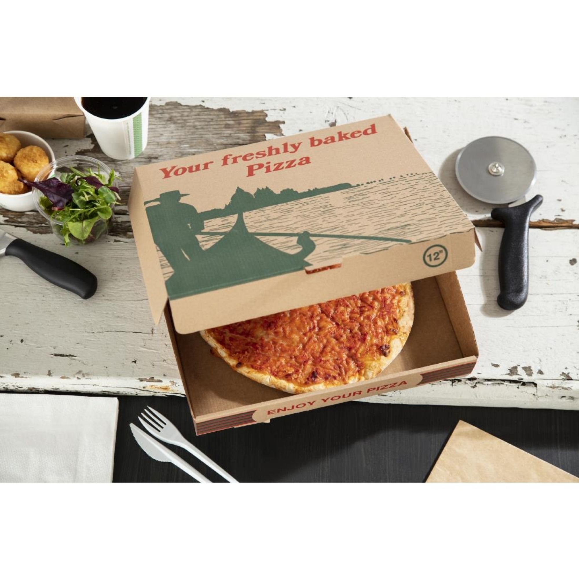 Picture of Amipak Compostable Printed Pizza Boxes 12" (100 Pack)