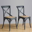 Picture of Bolero Wooden Dining Chair with Cross Backrest Black Wash Finish (Box 2) - GG654