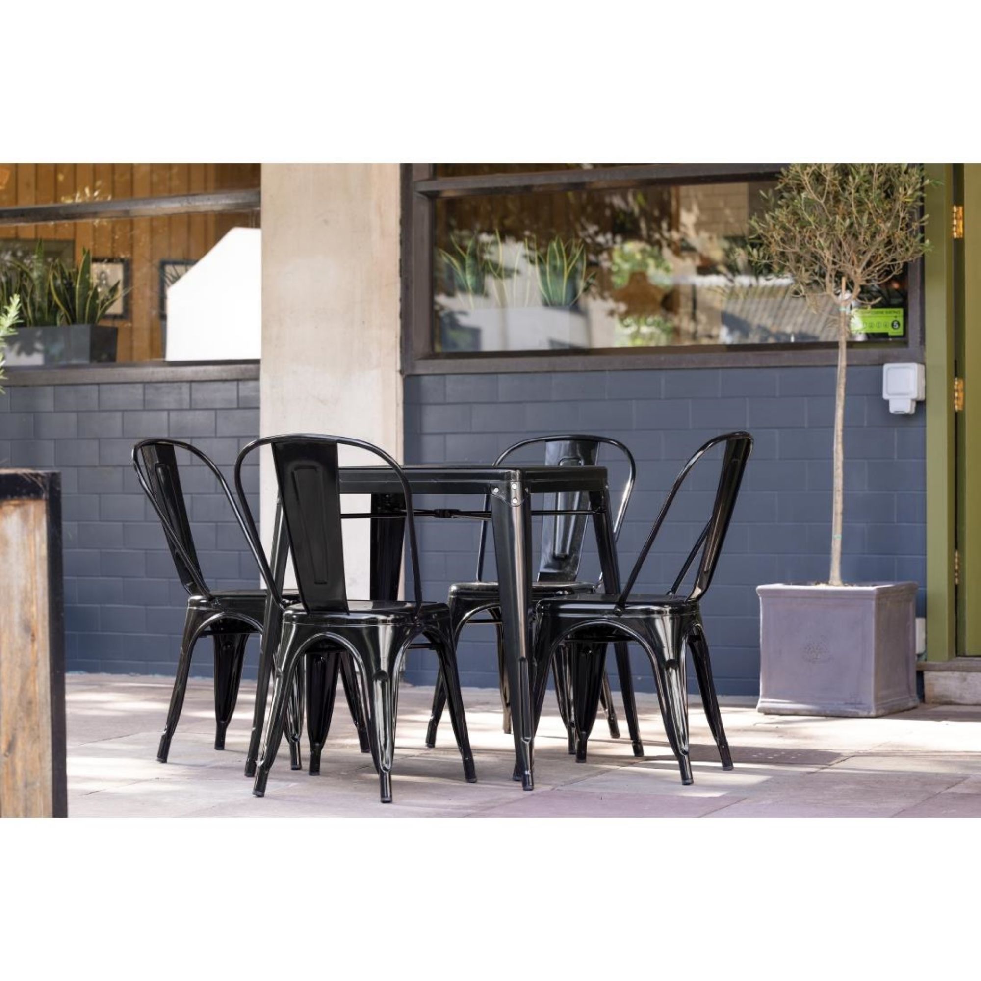 Picture of Bolero Bistro Steel Square Table Black 668mm (Single)