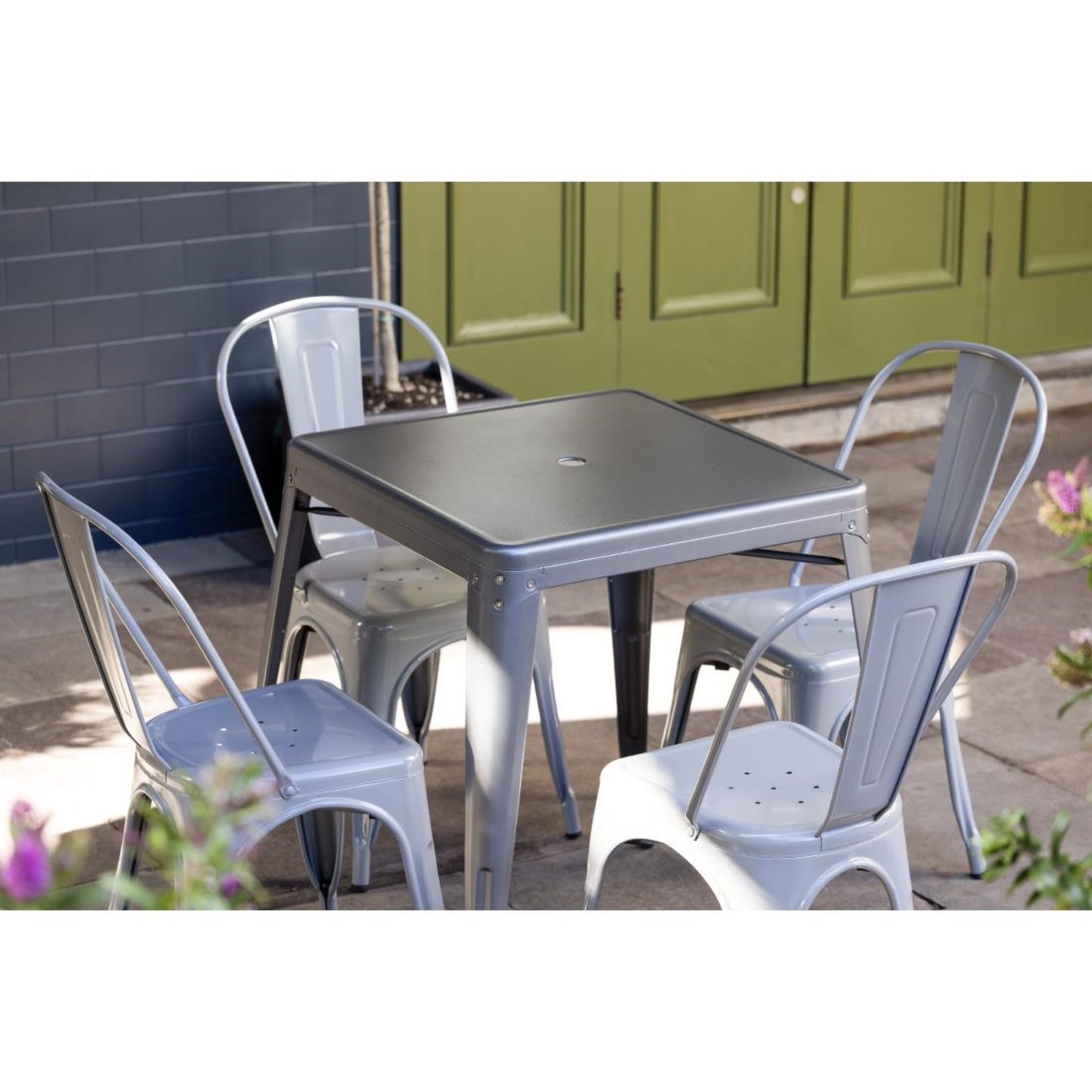 Picture of Bolero Bistro Steel Side Chairs Grey (4 pack)