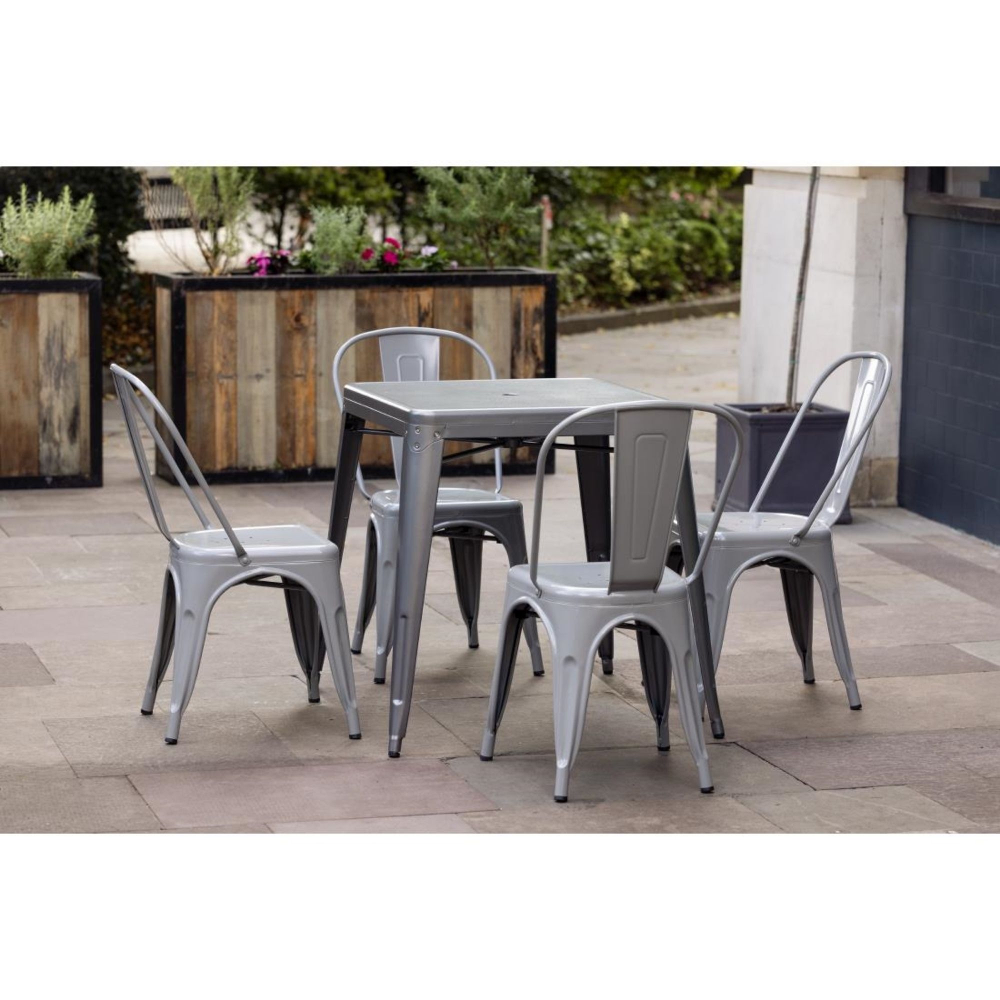 Picture of Bolero Bistro Steel Side Chairs Grey (4 pack)