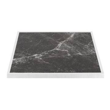 Picture of Bolero Dark Granite Effect Outdoor Tempered Glass Table Top White Trim 700mm