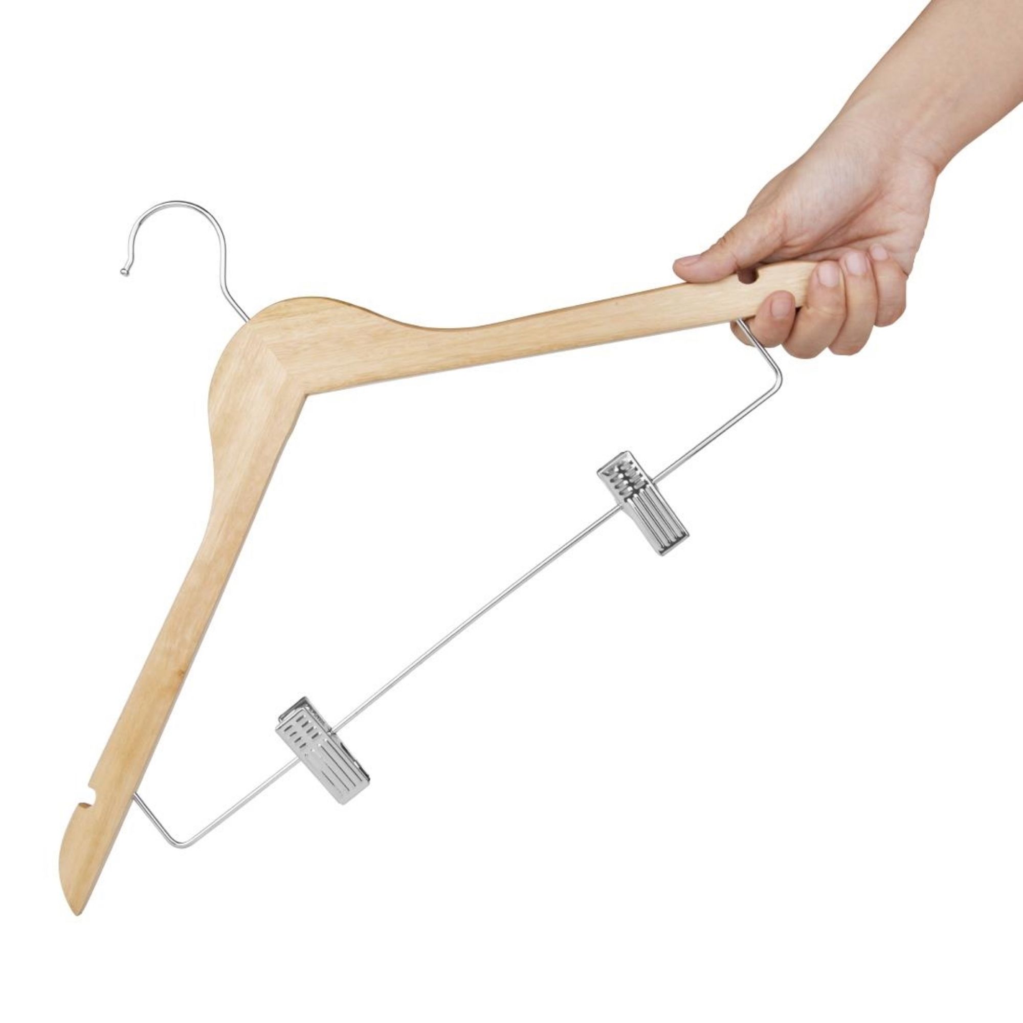 Picture of Bolero Wooden Hanger with Anti-Slip Clips (10 Pack)