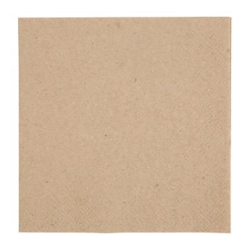 Picture of Fiesta Recyclable Recycled Cocktail Napkin Kraft 24x24cm 2ply 1/4 Fold (4000 Pack)