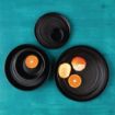 Picture of Olympia Cavolo Flat Round Bowls Textured Black 220mm (4 Pack) - FD907