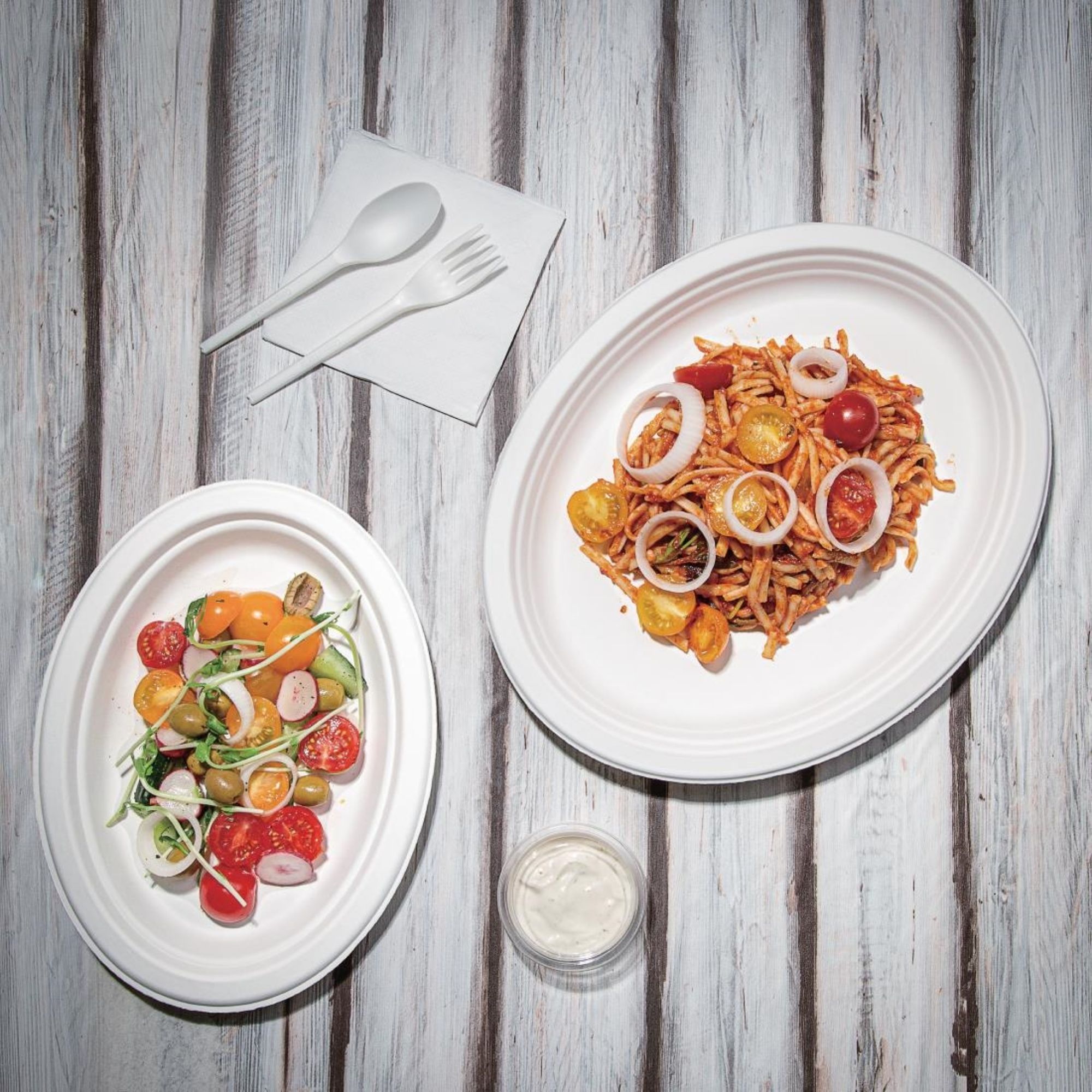 Picture of Fiesta Compostable Bagasse Oval Plates 198mm (50 Pack)