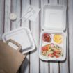 Picture of Fiesta Compostable Bagasse Hinged 3-Compartment Food Containers 201mm (200 Pack) - FC526