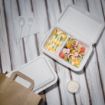 Picture of Fiesta Compostable Bagasse Hinged 2-Compartment Food Containers 253mm (200 Pack) - FC524