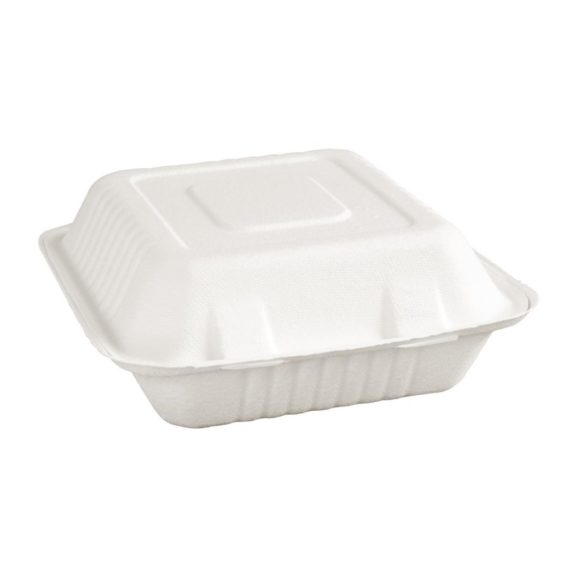 Picture of Fiesta Compostable Bagasse Hinged 3-Compartment Food Containers 201mm (200 Pack)