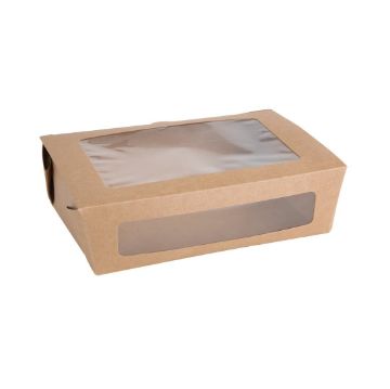 Picture of Fiesta Compostable Salad Boxes with PLA Windows 1600ml (200 Pack)