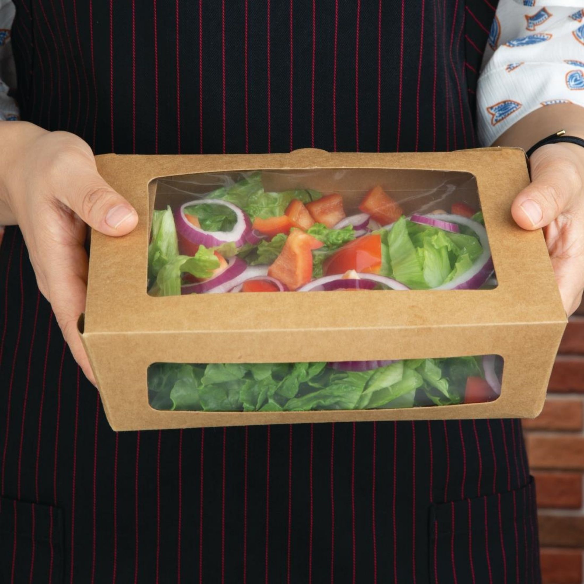 Picture of Fiesta Compostable Salad Boxes with PLA Windows 1600ml (200 Pack)