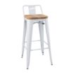 Picture of Bolero Bistro Backrest High Stools with Wooden Seat Pad White (4 pack) - FB625