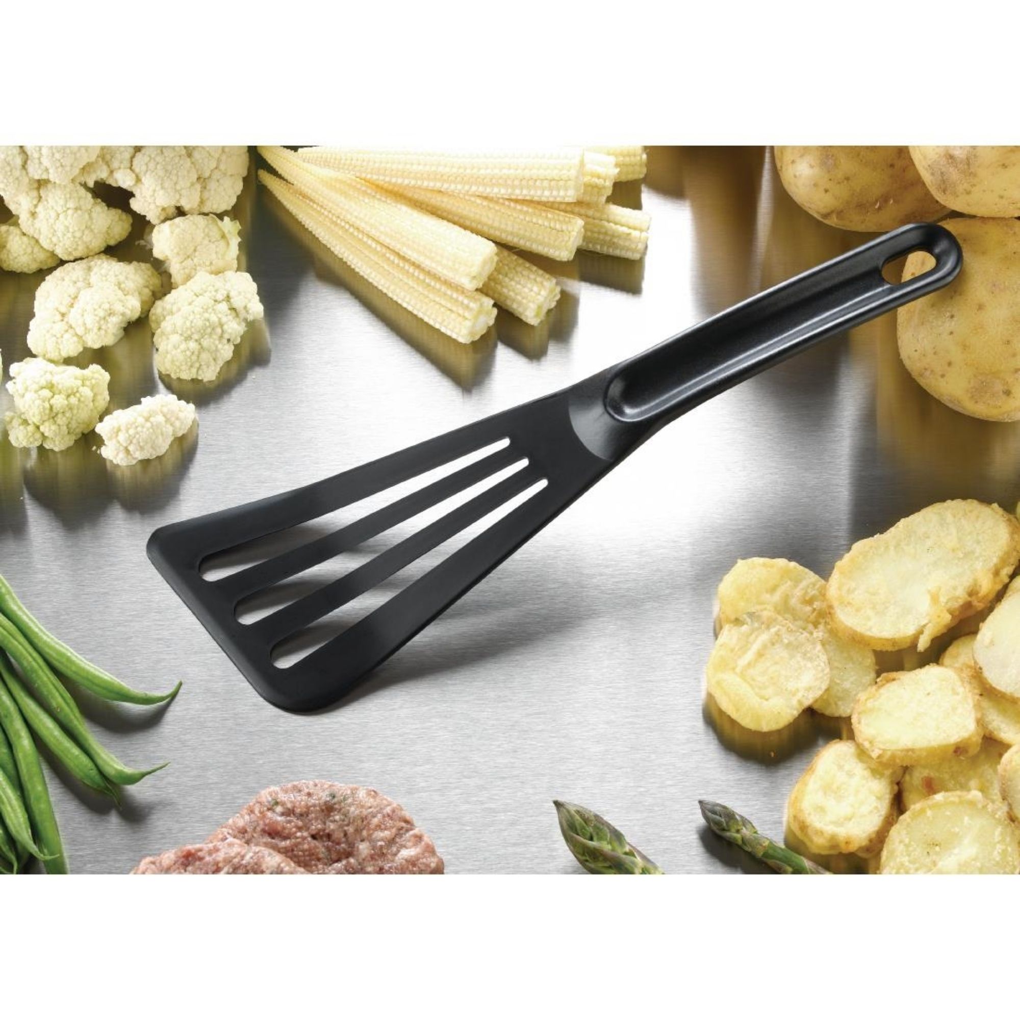 Picture of Matfer Bourgeat Pelton Exoglass Slotted Spatula 30cm Black