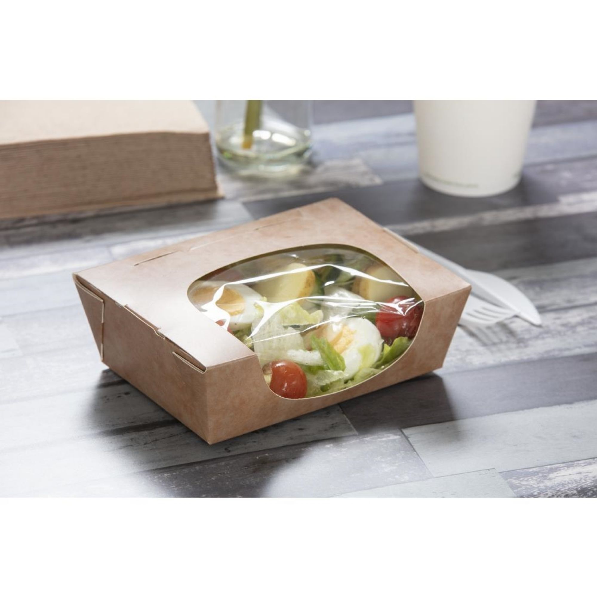 Picture of Colpac Zest Compostable Kraft Medium Salad Box 825ml/29oz (250 pack)