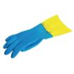 Picture of Mapa Alto 405 Liquid-Proof Heavy-Duty Janitorial Gloves Blue & Yellow Small - FA296-S