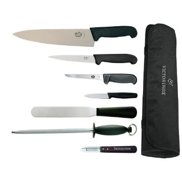 Picture of Victorinox 25cm Chef Knife with Hygiplas & Vogue Knife 7-Piece Set