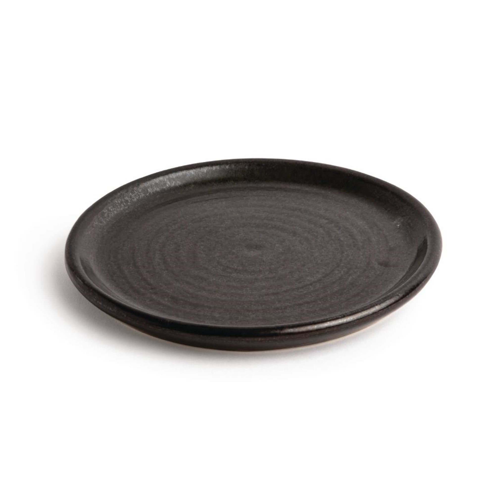 Picture of Olympia Canvas Small Rim Round Plates Delhi Black 180mm (6 Pack)