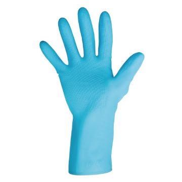 Picture of MAPA Vital 117 Liquid-Proof Light-Duty Janitorial Gloves Blue Medium
