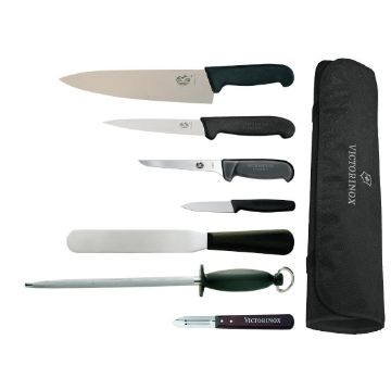 Picture of Victorinox 21.5cm Chef Knife with Hygiplas & Vogue 7-Piece Knife Set