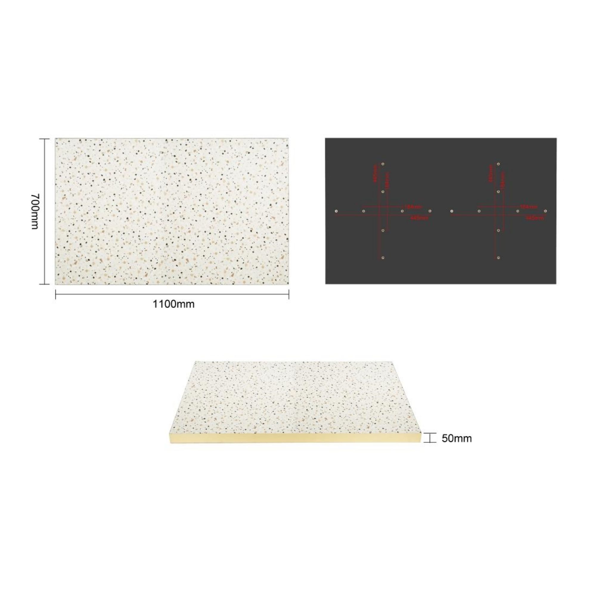 Picture of Bolero Terrazzo Style Rectangular Table Top 1100x700mm