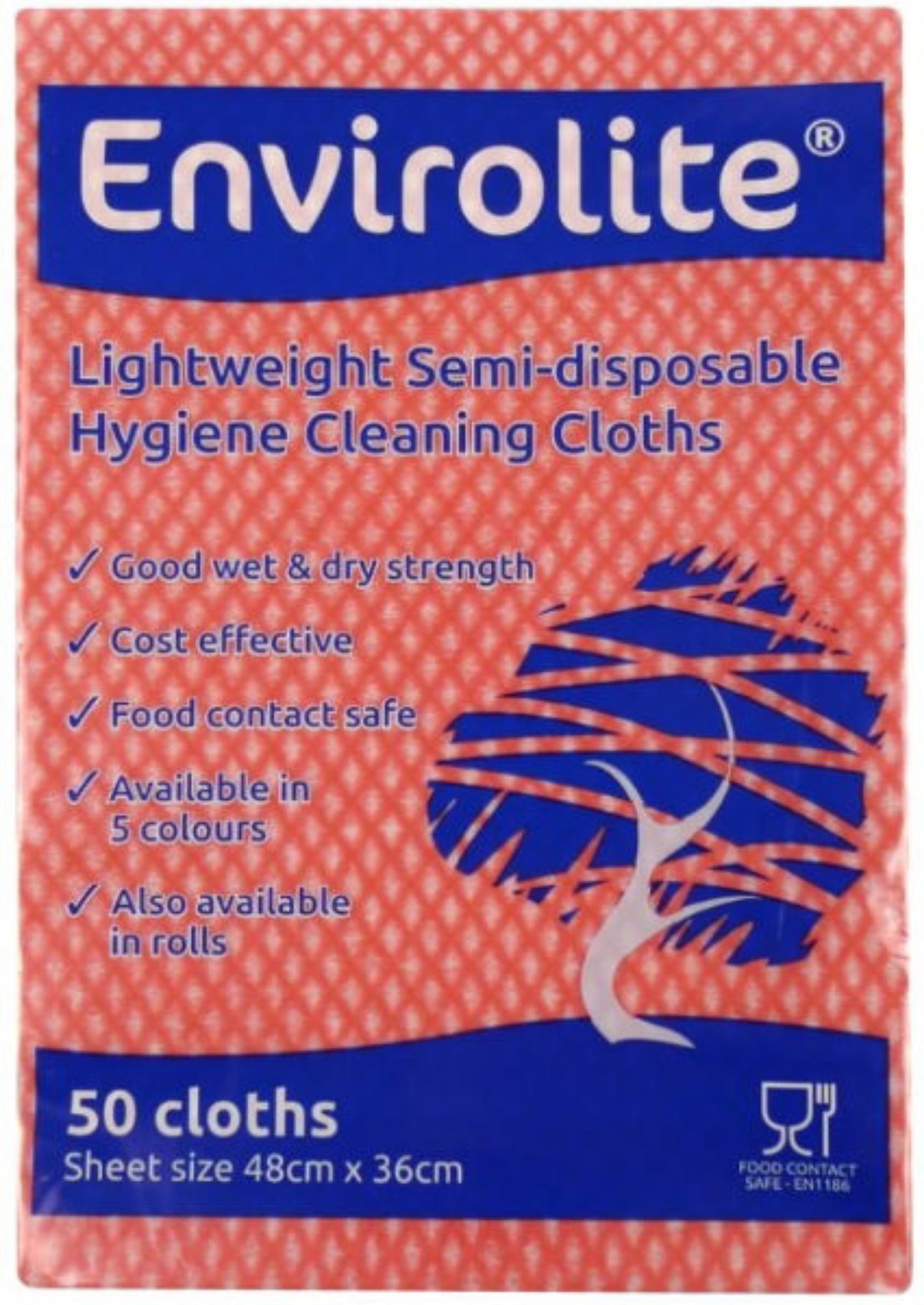 Picture of Envirolite Folded Cleaning Cloths Red (10x50) - 122061