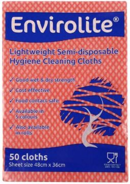 Picture of Envirolite Folded Cleaning Cloths Red (10x50)