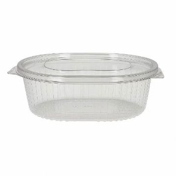 Picture of NEW 500cc rPET Oval hinged salad container (8x50)