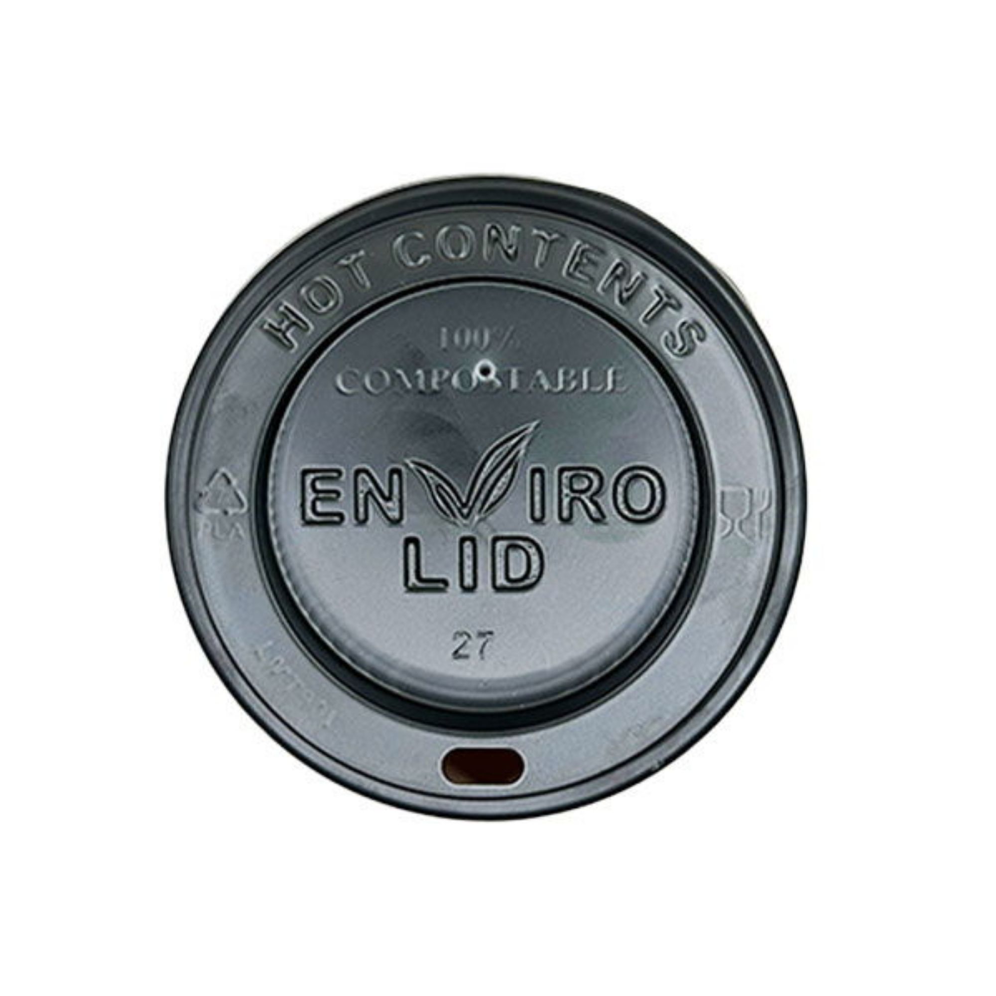 Picture of 80mm Black Compostable Hot Cup Lids (8oz) (10x100) - 100088