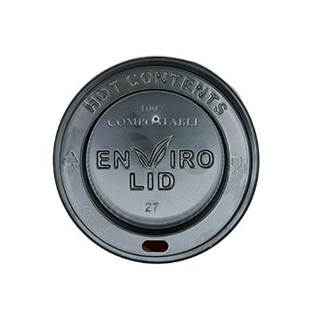 Picture of 80mm Black Compostable Hot Cup Lids (8oz) (10x100)