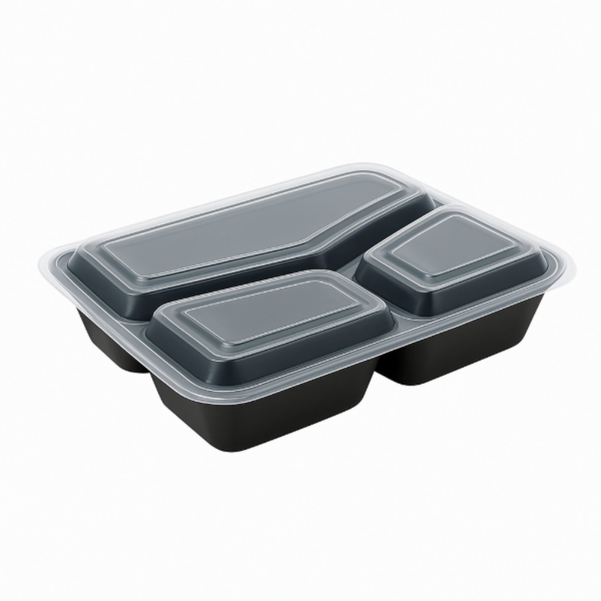 Picture of 32oz Onyx 3 Comp PP Microwavable & Reusable Black Base Clear Lid (6x25) - 120307