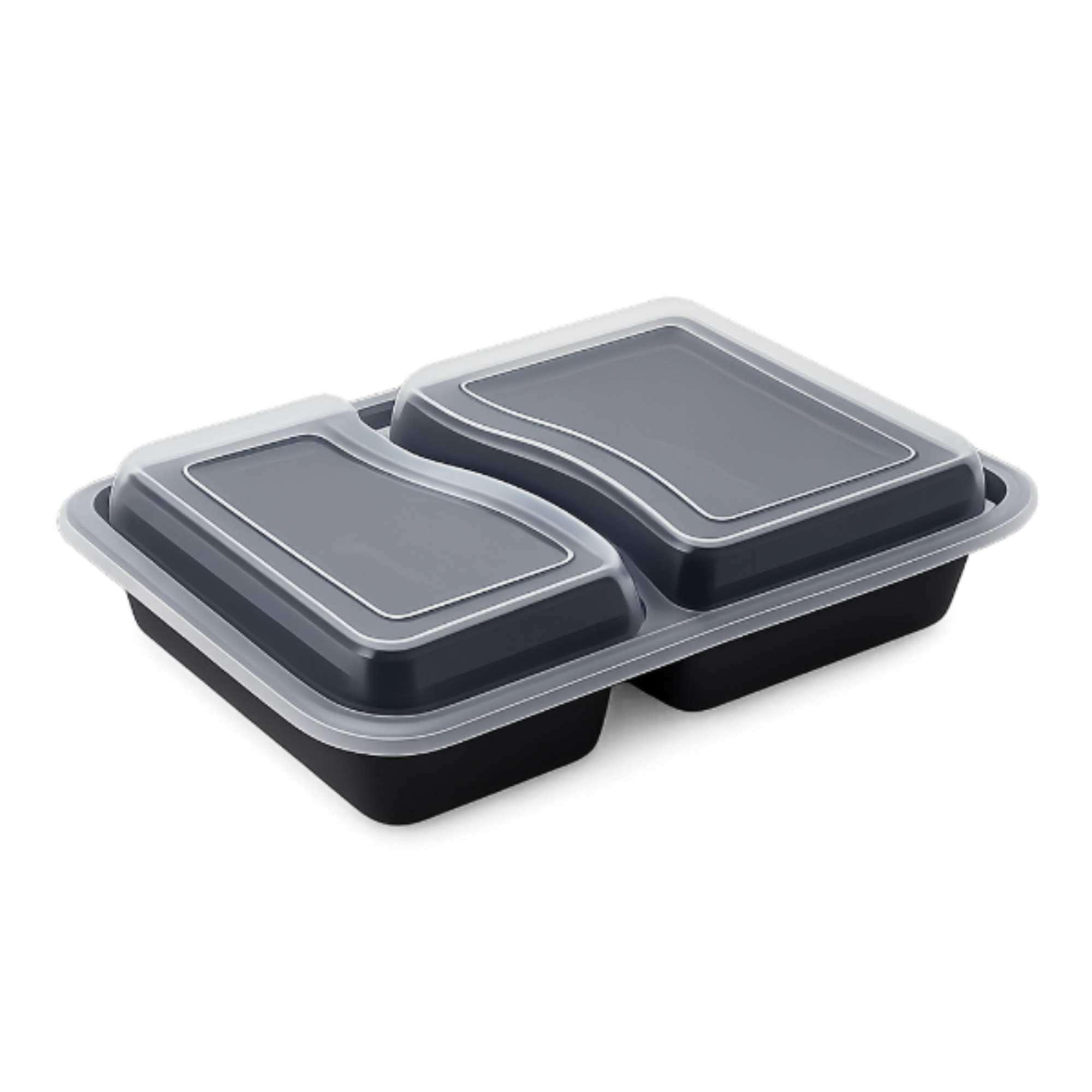 Picture of 32oz Onyx 2 Comp PP Microwavable & Reusable Black Base Clear Lid (6x25) - 120306